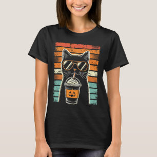 Trick Or Treat Black Cat Hipster Funny Halloween B T-Shirt