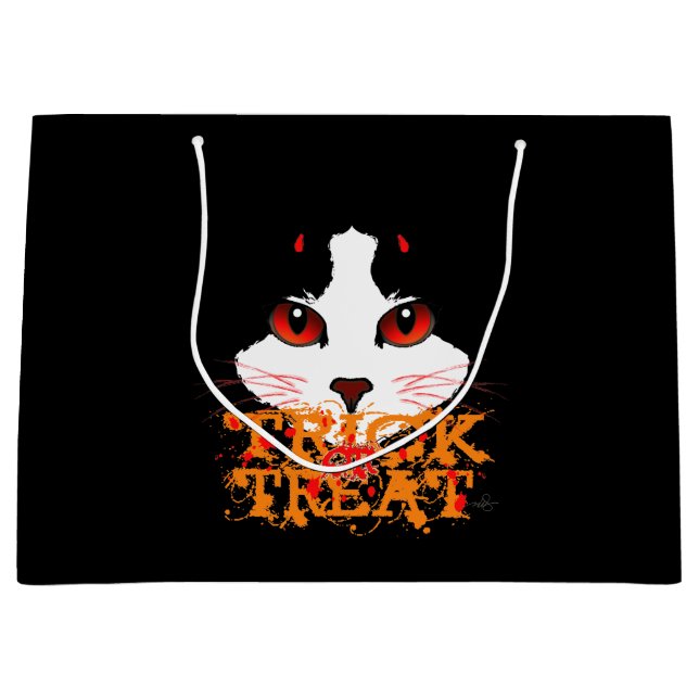 Trick or Treat Black Cat Large Gift Bag (Front)