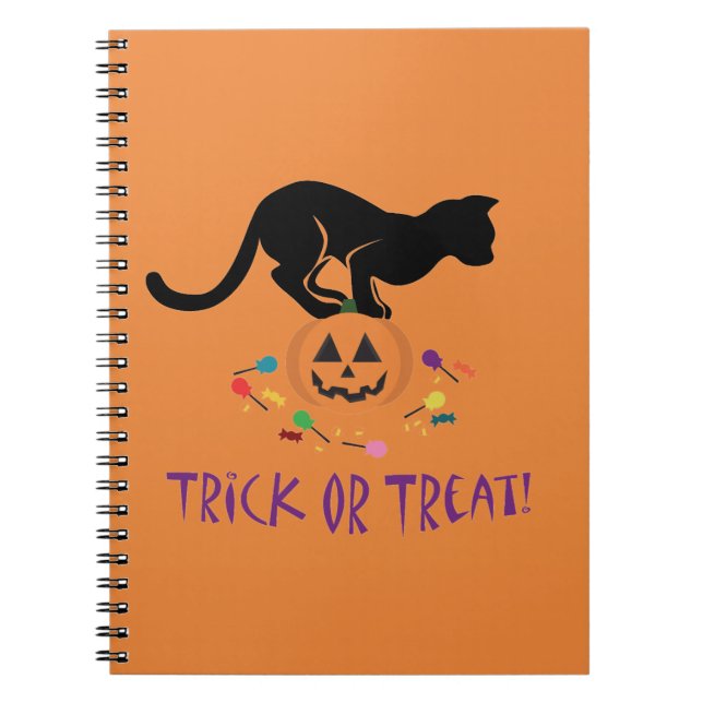 Trick or Treat Black Cat Notebook (Front)