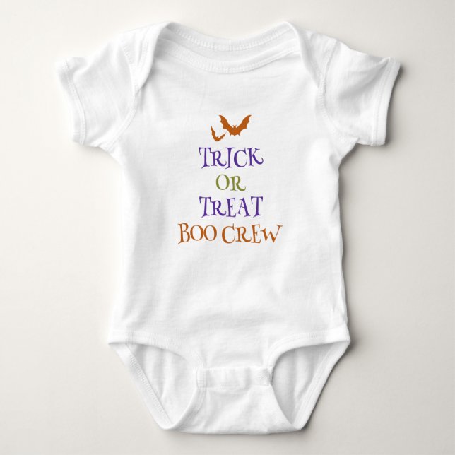 Trick or Treat Boo Crew Baby Halloween Outfit Baby Bodysuit (Front)