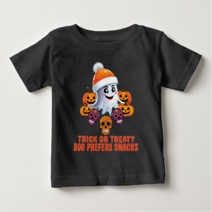 Trick or Treat Boo Funny Quote Halloween Party Baby T-Shirt