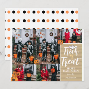 Trick Or Treat Boo Halloween Family Photo Collage Holiday Card