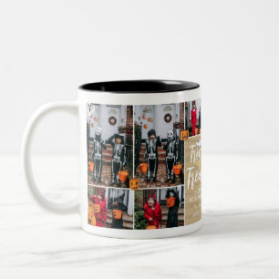 Trick Or Treat Boo Halloween Family Photo Collage Two-Tone Coffee Mug
