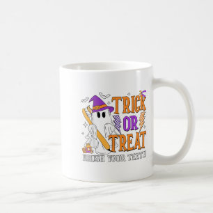 Trick Or Treat Brush Your Teeth Cute Ghost Hallowe Coffee Mug