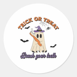 Trick Or Treat Brush Your Teeth Dental Hygienist H Classic Round Sticker