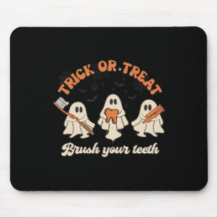 Trick Or Treat Brush Your Teeth Halloween Dental H Mouse Pad