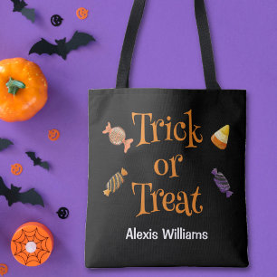 Trick or treat Candy, black Tote Bag
