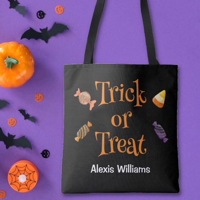 Trick or treat Candy, black  Tote Bag (Creator Uploaded)