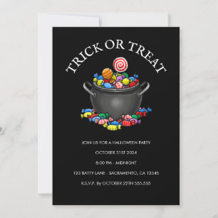 Trick or Treat Candy Cauldron Invitation