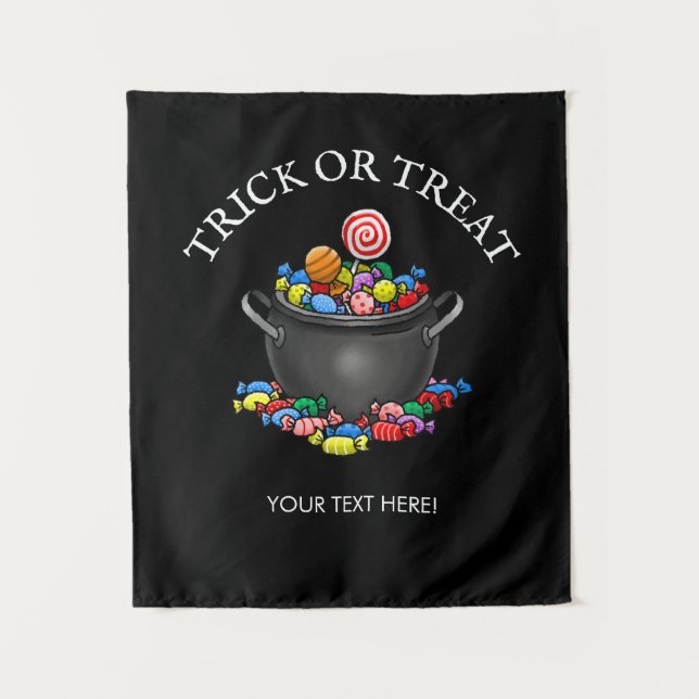 Trick or Treat Candy Cauldron Tapestry (Front)