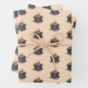 Trick or Treat Candy Cauldron Wrapping Paper Sheet
