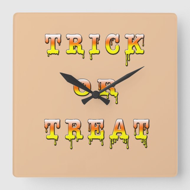 Trick or Treat Candy Cone Version Square Wall Clock (Front)