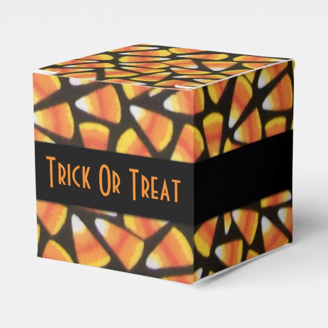 Trick Or Treat Candy Corn Cube Favour Box (Front Side)