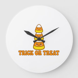 Trick Or Treat Candy Corn - Cute Kawaii Hall Large Clock