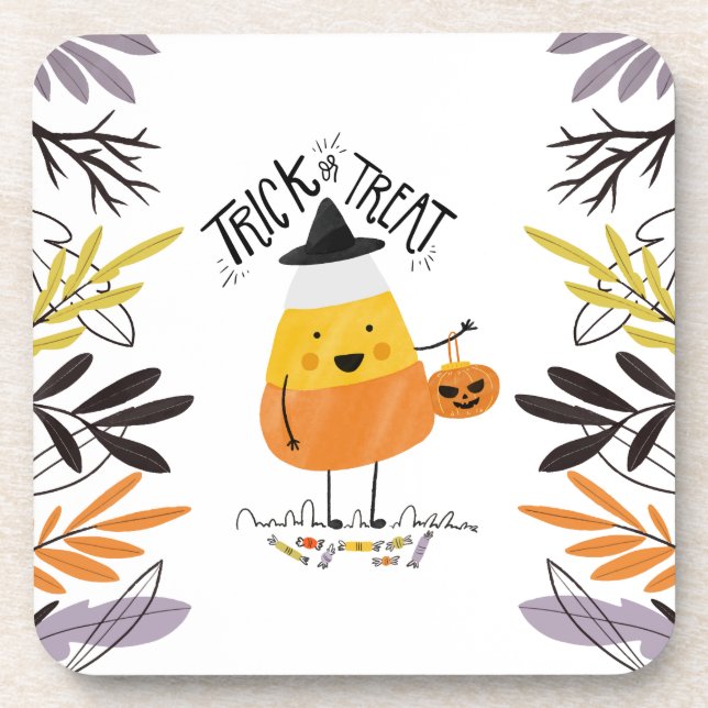 Trick or Treat Candy Corn Halloween | Coaster (Front)
