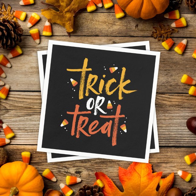 Trick or Treat Candy Corn Halloween Napkin (Creator Uploaded)