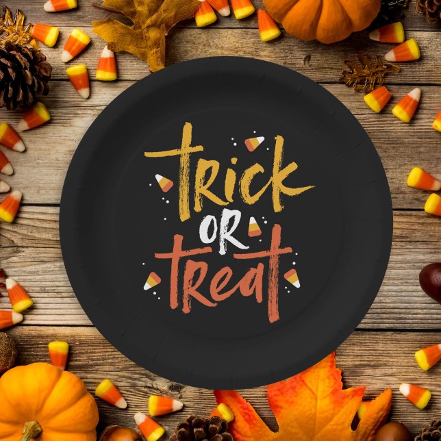 Trick or Treat Candy Corn Halloween Paper Plate (Creator Uploaded)