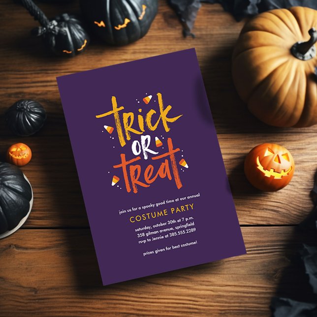 Trick or Treat Candy Corn Halloween Party Invitation (Creator Uploaded)