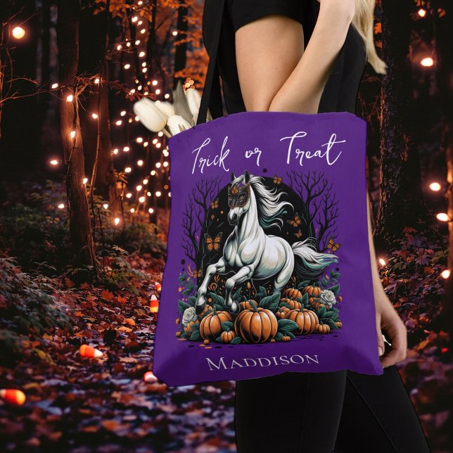 Trick or Treat Candy Tote Bag (Get ready for spooky season with our equestrian funny Halloween merchandise!)