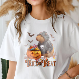 Trick or Treat Capybara Halloween Funny Tri-Blend Shirt