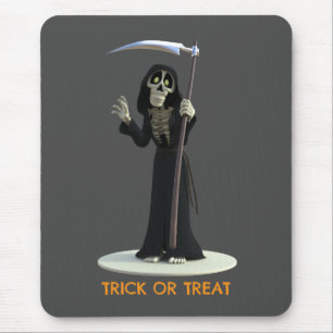 Trick or Treat. Cartoon Grim Reaper Mouse Pad