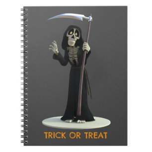 Trick or Treat. Cartoon Grim Reaper Notebook
