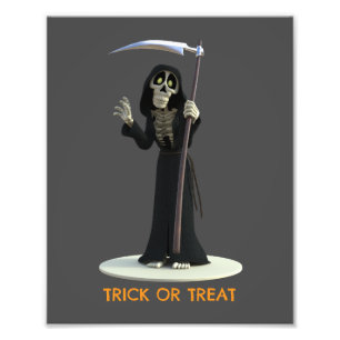 Trick or Treat. Cartoon Grim Reaper Photo Print