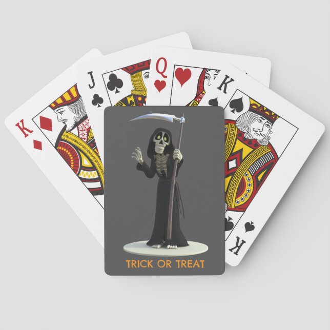 Trick or Treat. Cartoon Grim Reaper Playing Cards (Back)