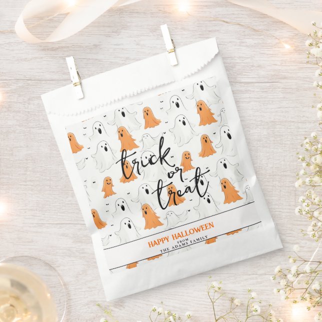 Trick or Treat Cartoonish Ghosts Halloween Favour Bag (Clipped)