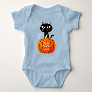 Trick or Treat Cat Black Orange My First Halloween Baby Bodysuit