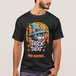 Trick or Treat Cat - Creepy Crawlies Orange Black T-Shirt