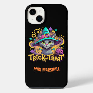 Trick or Treat Cat - Night Owl Pink Black iPhone 14 Plus Case