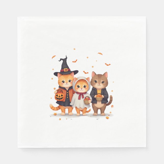 Trick-or-Treat Cat Squad Napkin (Front)
