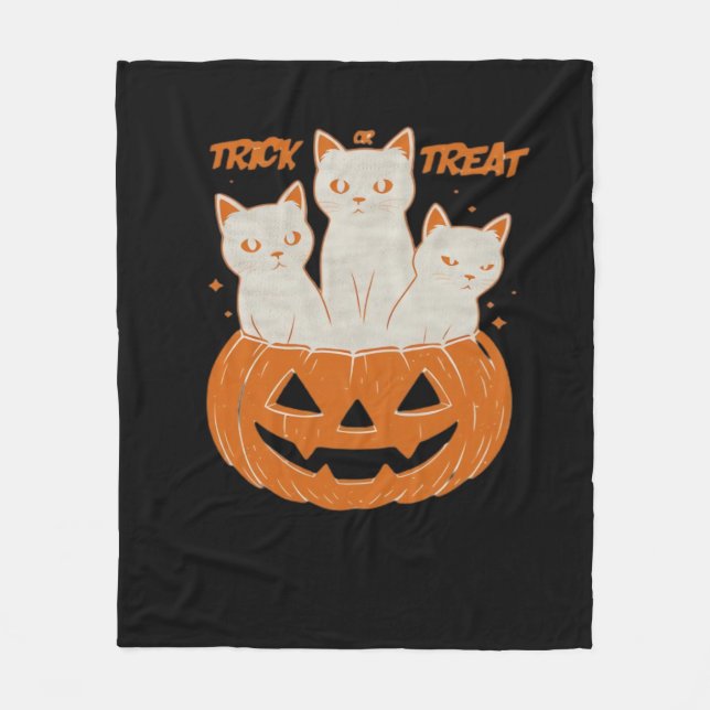 Trick or Treat cats Classic T-Shirt Fleece Blanket (Front)