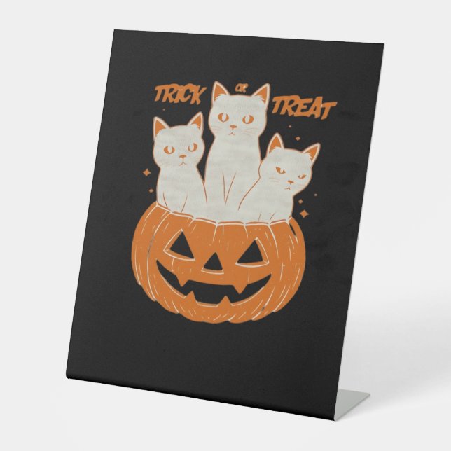 Trick or Treat cats Classic T-Shirt Pedestal Sign (Front)