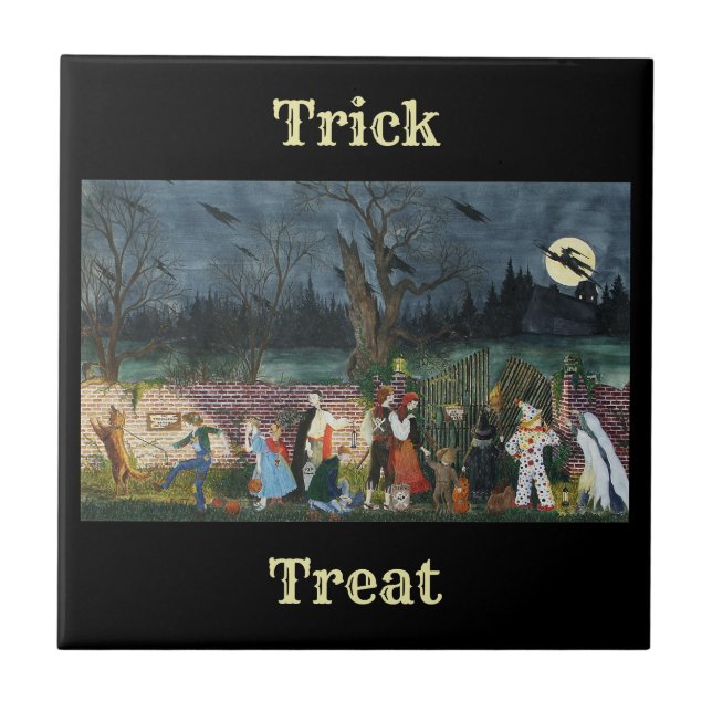 "Trick or Treat!" Ceramic Tile (Front)