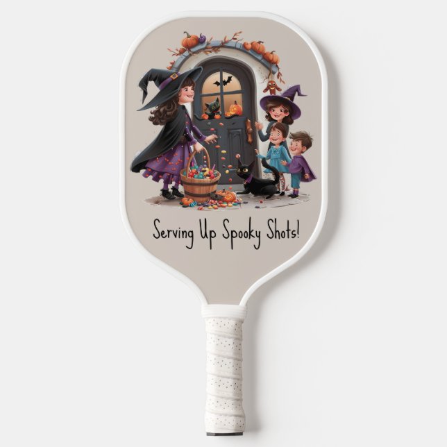 Trick Or Treat Children Collect Halloween Candy Pickleball Paddle (Front)
