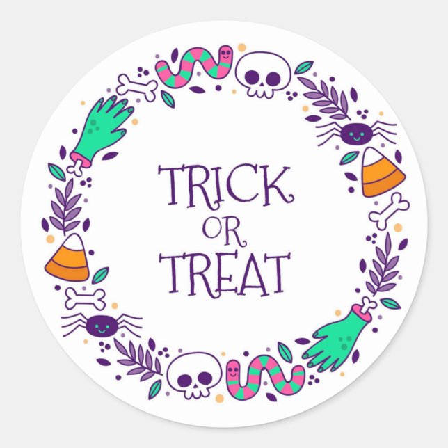 Trick or Treat Classic Round Sticker (Front)