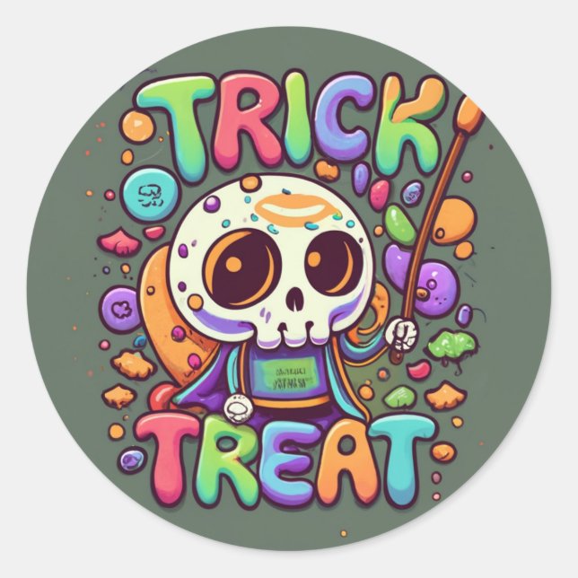 Trick or Treat Classic Round Sticker (Front)