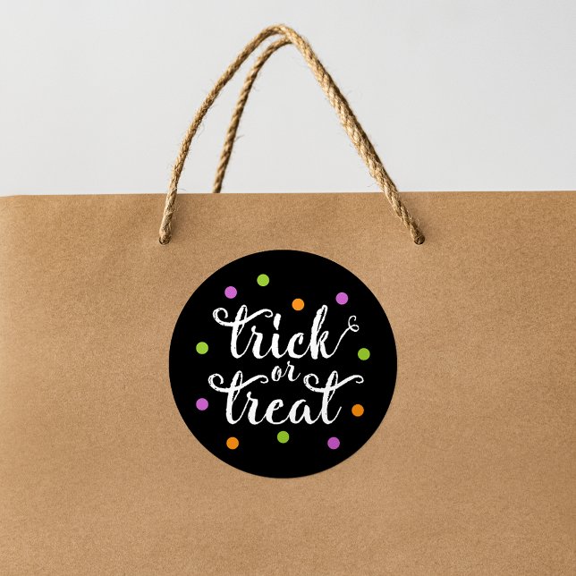 Trick or Treat Colourful Confetti Halloween Classic Round Sticker (Creator Uploaded)