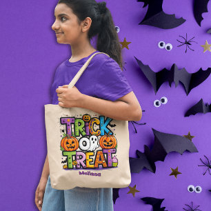 Trick or Treat colourful / Custom Halloween Tote Bag