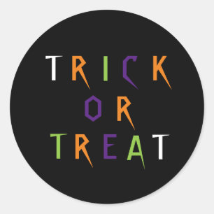 Trick or treat colourful fun typography Halloween Classic Round Sticker