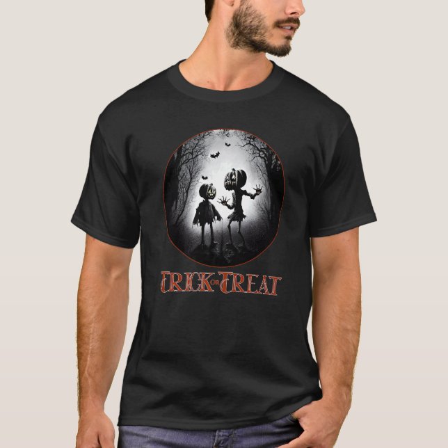 Trick or Treat Creepy Children Costumed in Woods   T-Shirt (Front)