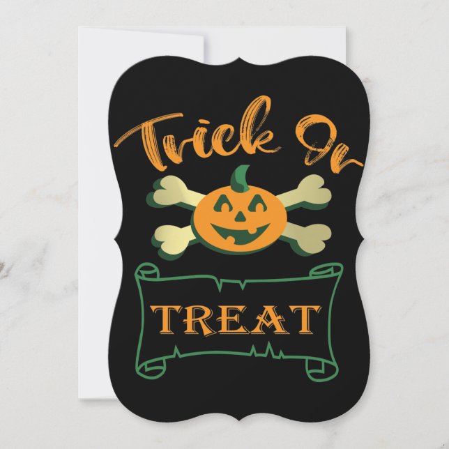 Trick or treat crossbones Halloween pumpkin  (Front)