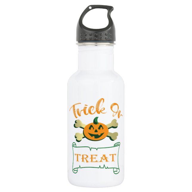 Trick or treat crossbones Halloween pumpkin  532 Ml Water Bottle (Front)