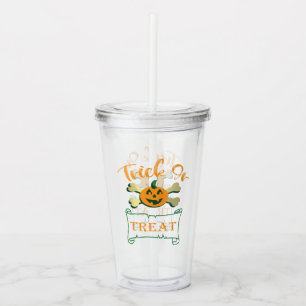 Trick or treat crossbones Halloween pumpkin Acrylic Tumbler