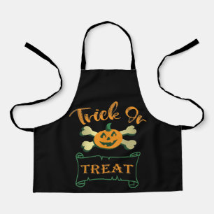 Trick or treat crossbones Halloween pumpkin  Apron