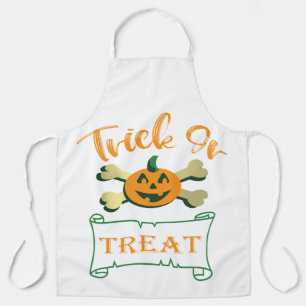 Trick or treat crossbones Halloween pumpkin Apron