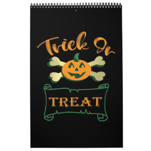 Trick or treat crossbones Halloween pumpkin  Calendar