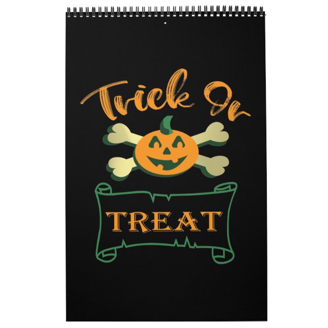 Trick or treat crossbones Halloween pumpkin  Calendar (Cover)